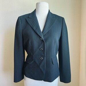 Tahari Dark Teal Pinstripe Tailored Blazer